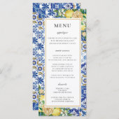 シックなレモンフローラ緑のモザイク結婚のメニュー プログラム (正面/裏面)