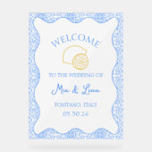 シックなレモンブルータイルイタリアンの結婚ウェルカムサイン アクリルサイン (正面)