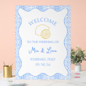 シックなレモンブルータイルイタリアンの結婚ウェルカムサイン アクリルサイン (ウェディング)