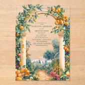 シックなレモ地中海のンサマー結婚ズ アクリル招待状 (正面)