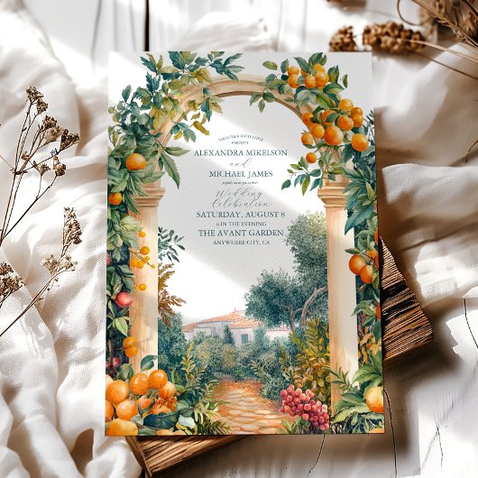 シックなレモ地中海のンサマー結婚ズ 招待状