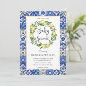 シックなレモ地中海のンベビー散水ボーイガール 招待状 (スタンド正面)