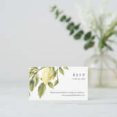 シックなレモ葉ンズの結婚式RSVPオンラインサイト 名刺 (スタンド正面)