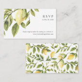 シックなレモ葉ンズの結婚式RSVPオンラインサイト 名刺 (正面/裏面)