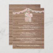 シックなレースメイソンジャー&ウッド結婚ズのインサートカード エンクロージャーカード (正面/裏面)