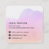 シックなロエレガントゴかわいらしイニシャルサンセット水色 スクエア名刺 (裏面)