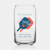 シックなロゴのガラス缶ピクルボール結婚式パーティー ガラス缶 (正面)