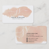 シックなロゴエレガントかわいらしイニシャル赤面水色 名刺 (正面/裏面)