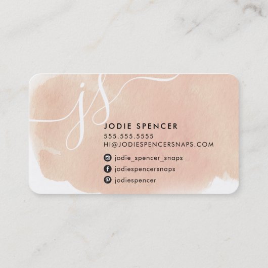 シックなロゴエレガントかわいらしイニシャル赤面水色 名刺 (裏面)