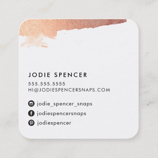 シックなロゴエレガントグラマかわいらしラスバラ金ゴールドインク スクエア名刺 (裏面)