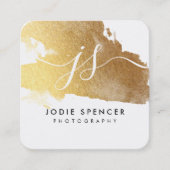 シックなロゴエレガントグラマかわいらしラス金ゴールドインクマーク スクエア名刺 (正面)