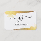 シックなロゴ高級かわいらしイニシャル金ゴールドブラシ付きインク 名刺 (正面)