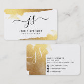 シックなロゴ高級かわいらしイニシャル金ゴールドブラシ付きインク 名刺 (正面/裏面)