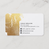 シックなロゴ高級かわいらしイニシャル金ゴールドブラシ付きインク 名刺 (裏面)