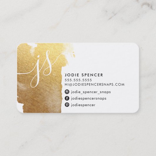 シックなロゴ高級かわいらしイニシャル金ゴールドブラシ付きインク 名刺 (裏面)