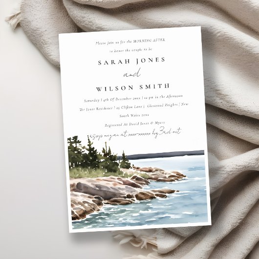 シックなロッキーパインマウンテンシースケープモーニング 招待状