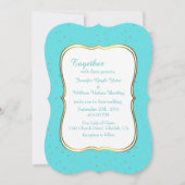 シックなロビンズエッグブルーと金ゴールド結婚式招待状 招待状 (正面)