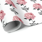 シックなロマンチックなヴィンテージピンク牡丹の花 ラッピングペーパー (ロールコーナー)
