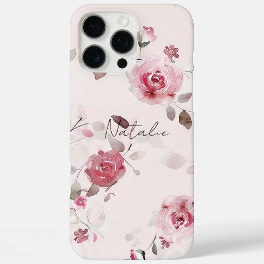 シックなロマンチックピンクフローラ Case-Mate iPhoneケース (裏面)