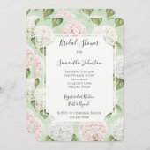 シックなロマンチックピンクブルーホワイトフローラブライダルシャワー 招待状 (正面/裏面)