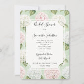 シックなロマンチックピンクブルーホワイトフローラブライダルシャワー 招待状 (正面)
