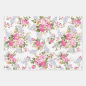 シックなロマンチックピンクローゼズボタニカルフローラ ラッピングペーパーシート (正面2)