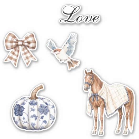 シックなロマンチックブルーホワイトフローラ結婚ズ シール (正面)