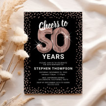 シックなローズゴールドの50歳の誕生日招待状