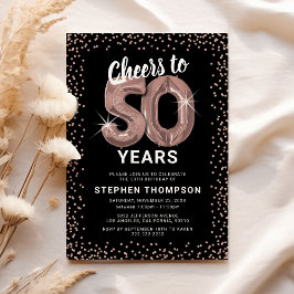 シックなローズゴールドの50歳の誕生日招待状 招待状