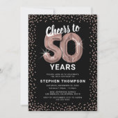 シックなローズゴールドの50歳の誕生日招待状 招待状 (正面)