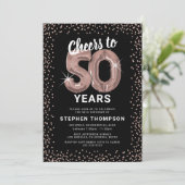 シックなローズゴールドの50歳の誕生日招待状 招待状 (スタンド正面)