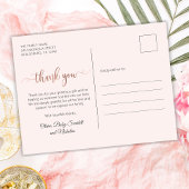 シックなローズゴールドスクリプト新生児写真ありがとう ポストカード