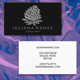 シックなロータスフラワーミニマリストグレーブラック 名刺