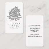 シックなロータスフラワーミニマリストグレー&ホワイト 名刺 (正面/裏面)