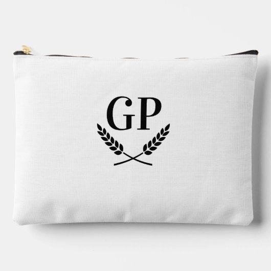 シックなローレルクレストモノグラムロゴラージ化粧品バッグ アクセサリーポーチ (正面)