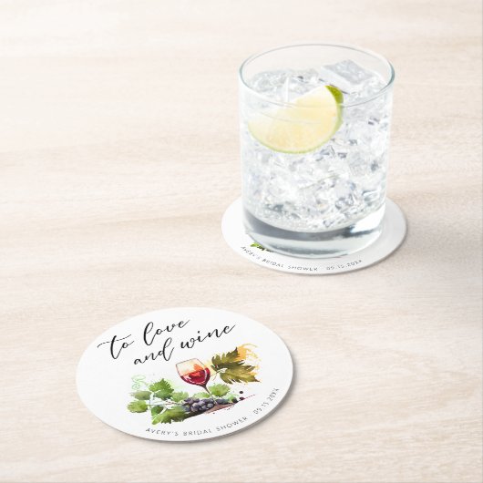 シックなワイナリーウォーターカラーワイングラス ラウンドペーパーコースター (インサイチュ)
