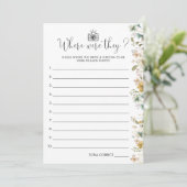 シックなワイルドフラワーどこ彼らはブライダルシャワーゲーム 招待状 (スタンド正面)