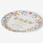 シックなワイルドフラワーガーデンリースベビーイン開花シャワー ペーパープレート (アングル)