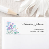 シックなワイルドフラワーズ薄紫ピンク差出人住所ラベル ラベル (インサイチュ)