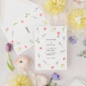 シックなワイルドフラワーフローラの葉の水色結婚の色 招待状