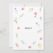 シックなワイルドフラワーフローラの葉の水色結婚の色 招待状 (裏面)