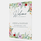 シックなワイルドフラワーフローラへようこそ結婚 アクリルサイン (傾斜)