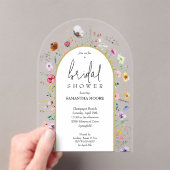 シックなワイルドフラワーブライダルシャワーアーチ – トップ アクリル招待状 (インサイチュ (ポータブル))