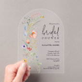 シックなワイルドフラワーブライダルシャワーアーチ – トップ アクリル招待状 (インサイチュ (ポータブル))