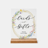 シックなワイルドフラワーブライダルシャワーカード&ギフト アクリルサイン (正面)