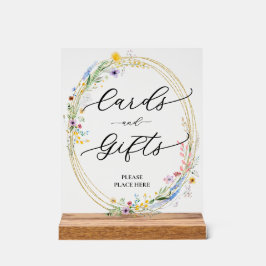 シックなワイルドフラワーブライダルシャワーカード&ギフト アクリルサイン