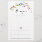 シックなワイルドフラワーブライダルシャワービンゴゲーム (正面)