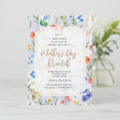 シックなワイルドフラワーブルーワインマザーズデイブランチ 招待状 (スタンド正面)