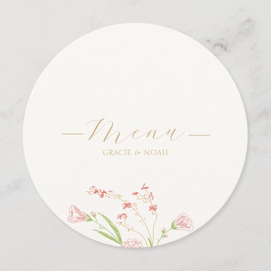 シックなワイルドフラワーブーケアイボリーカー結婚ドのメニュー メニュー (正面)