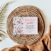 シックなワイルドフラワーベビーシャワーおむつラッフル エンクロージャーカード